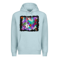 Blue Mist halloween ghost and turquoise glitter background Premium Hoodie - BundleAndBundleShop