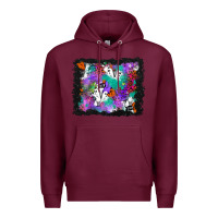 Burgundy halloween ghost and turquoise glitter background Premium Hoodie - BundleAndBundleShop