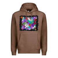 Chestnut halloween ghost and turquoise glitter background Premium Hoodie - BundleAndBundleShop