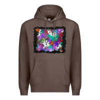 Coffee halloween ghost and turquoise glitter background Premium Hoodie - BundleAndBundleShop