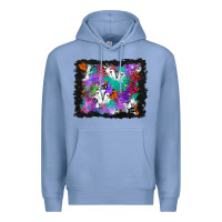 Colony Blue halloween ghost and turquoise glitter background Premium Hoodie - BundleAndBundleShop