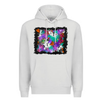 Dove Grey halloween ghost and turquoise glitter background Premium Hoodie - BundleAndBundleShop