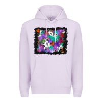 Lilac halloween ghost and turquoise glitter background Premium Hoodie - BundleAndBundleShop
