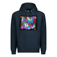 Navy halloween ghost and turquoise glitter background Premium Hoodie - BundleAndBundleShop