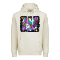 Oatmeal Heather halloween ghost and turquoise glitter background Premium Hoodie - BundleAndBundleShop