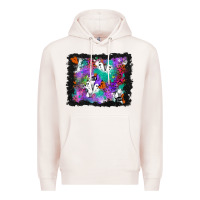Pale Pink halloween ghost and turquoise glitter background Premium Hoodie - BundleAndBundleShop
