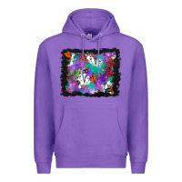 Purple halloween ghost and turquoise glitter background Premium Hoodie - BundleAndBundleShop