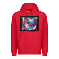 Red halloween ghost and turquoise glitter background Premium Hoodie - BundleAndBundleShop