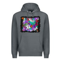 Rock halloween ghost and turquoise glitter background Premium Hoodie - BundleAndBundleShop