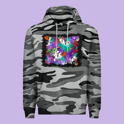 Halloween Ghost And Turquoise Glitter Background Premium Hoodie Designed By Bundleandbundleshop
