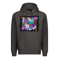 Smoke halloween ghost and turquoise glitter background Premium Hoodie - BundleAndBundleShop