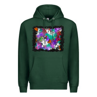 Sports Green halloween ghost and turquoise glitter background Premium Hoodie - BundleAndBundleShop