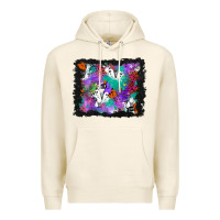Tofu halloween ghost and turquoise glitter background Premium Hoodie - BundleAndBundleShop
