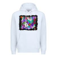 White halloween ghost and turquoise glitter background Premium Hoodie - BundleAndBundleShop