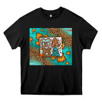 Black Fall Autumn Leopard Serape Mama Heavy Core Tee - LillyAllenDesigns