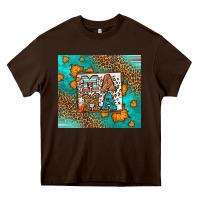 Chocolate Brown Fall Autumn Leopard Serape Mama Heavy Core Tee - LillyAllenDesigns