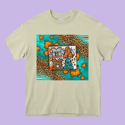 Fall Autumn Leopard Serape Mama Heavy Core Tee Designed By Lillyallendesigns
