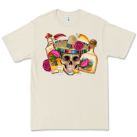 Bone mexican skull sombrero tequila bottle paper roses Premium Tee - Artiststas