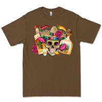 Cacao mexican skull sombrero tequila bottle paper roses Premium Tee - Artiststas