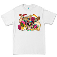 White mexican skull sombrero tequila bottle paper roses Premium Tee - Artiststas