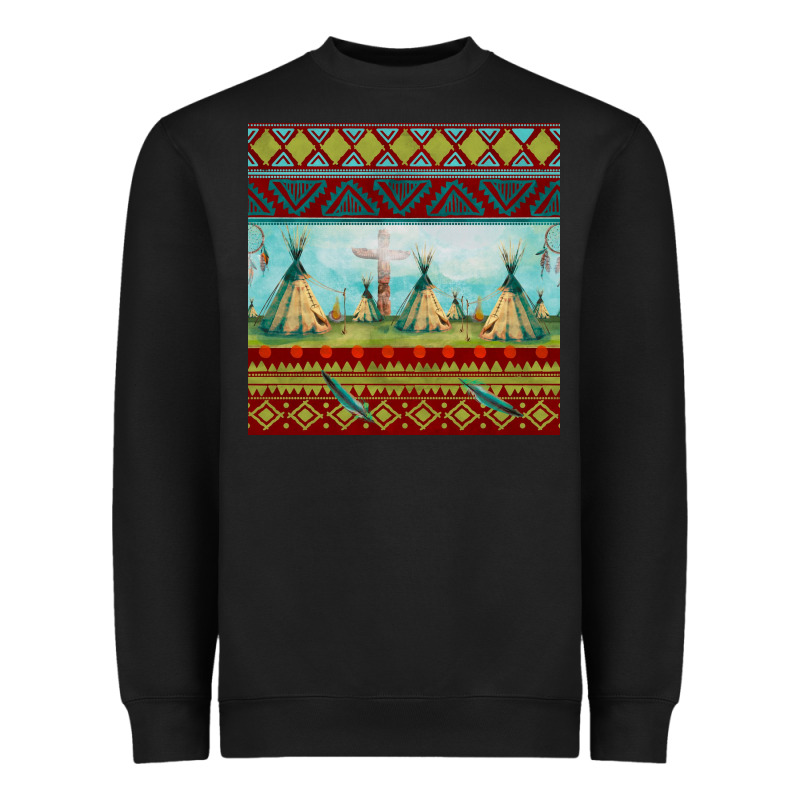 Teepe Tent Dreamcatcher Totem Pole Seamless Patter Heavyweight Sweatshirt by FaDigitalArtStudio | Teevron
