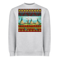 Heather Grey teepe tent dreamcatcher totem pole seamless patter Heavyweight Sweatshirt - FaDigitalArtStudio