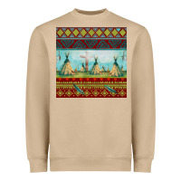 Mushroom teepe tent dreamcatcher totem pole seamless patter Heavyweight Sweatshirt - FaDigitalArtStudio