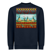 Navy teepe tent dreamcatcher totem pole seamless patter Heavyweight Sweatshirt - FaDigitalArtStudio