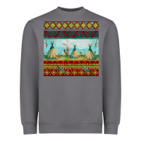 Storm teepe tent dreamcatcher totem pole seamless patter Heavyweight Sweatshirt - FaDigitalArtStudio