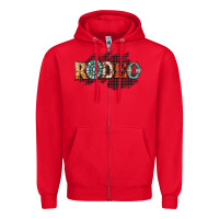 Red Rodeo Christmas Zipper Hoodie - CowhideDigitalArt