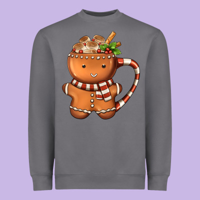 Gingerbread Cookie Man Hot Cocoa Coffee Heavyweight Sweatshirt Designed By Fadigitalartstudio