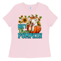 Bubblegum Pink hey there pumpkin lamb Ladies Tee - Jasminsmagicworld
