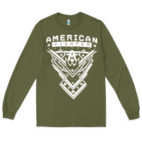 Army Green American Fighter 3 Long Sleeve Tee - lanVoArt