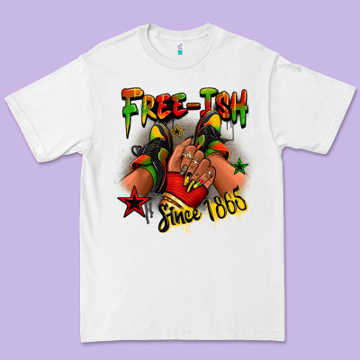 Free-ish Since 1865 Juneteenth Black Girl Sneakers Premium Tee Designed By Ranaportraitstore