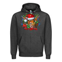 Charcoal Heather Mooey Christmas Zipper Hoodie - CowhideDigitalArt