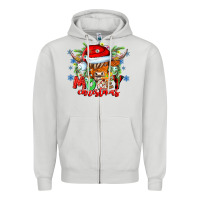 Dove Grey Mooey Christmas Zipper Hoodie - CowhideDigitalArt