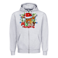 Heather Grey Mooey Christmas Zipper Hoodie - CowhideDigitalArt