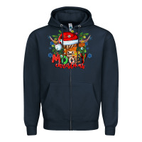 Navy Mooey Christmas Zipper Hoodie - CowhideDigitalArt