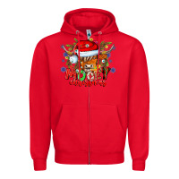 Red Mooey Christmas Zipper Hoodie - CowhideDigitalArt
