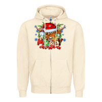 Sandshell Mooey Christmas Zipper Hoodie - CowhideDigitalArt