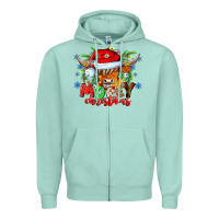 Seafoam Mooey Christmas Zipper Hoodie - CowhideDigitalArt