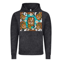 Lion With Leopard And Cowhide Pattern Vintage Hoodie | Teevron
