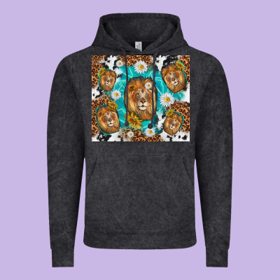 Lion With Leopard And Cowhide Pattern Vintage Hoodie Designed By Tumblerdesignbyshophia