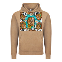 Vintage Coffee lion with leopard and cowhide pattern Vintage Hoodie - TumblerDesignByShophia