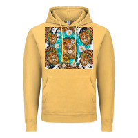 Vintage Mustard lion with leopard and cowhide pattern Vintage Hoodie - TumblerDesignByShophia