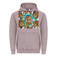 Vintage Zinc lion with leopard and cowhide pattern Vintage Hoodie - TumblerDesignByShophia