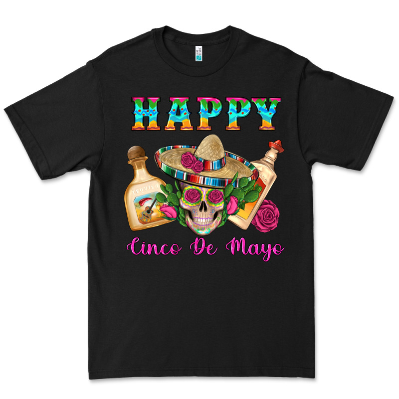 Happy Cinco De Mayo Mexican Skull Tequila Bottle Roses Cactus Premium Tee by Artiststas | Teevron