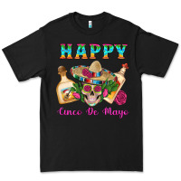 Black Happy Cinco De Mayo Mexican Skull Tequila Bottle Roses Cactus Premium Tee - Artiststas