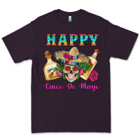 Plum Happy Cinco De Mayo Mexican Skull Tequila Bottle Roses Cactus Premium Tee - Artiststas