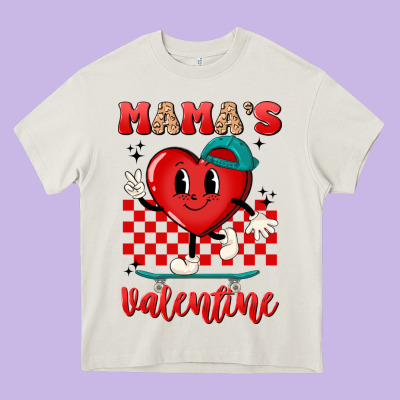 Skater Heart Valentines Day Art Heavy Core Tee Designed By Lillyallendesigns